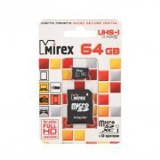 Карта памяти MicroSD 64GB Class 10 T-Flash Mirex+SD адаптер