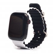 Ремешок ApW26 Ocean Band для Apple Watch 44 mm силикон (бело-черный)