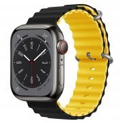 Ремешок ApW26 Ocean Band для Apple Watch 44 mm силикон (черно-желтый) — 1
