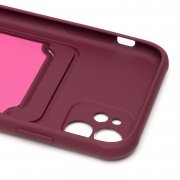 Чехол-накладка - SC304 с картхолдером для Apple iPhone 11 (208472) (бордовая) — 2