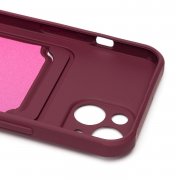 Чехол-накладка - SC304 с картхолдером для Apple iPhone 13 (208476) (бордовая) — 2