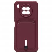 Чехол-накладка - SC304 с картхолдером для Huawei Honor 50 Lite (бордовая) — 1