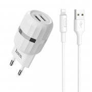 Сетевое зарядное устройство Hoco C41A для Apple (USB - Lightning) (белое)