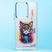 Чехол-накладка для Xiaomi Poco C65 (кот) (прозрачная)