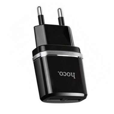 Сетевое зарядное устройство Hoco C12 2 USB-Apple Lightning 2,4A (черный) — 2