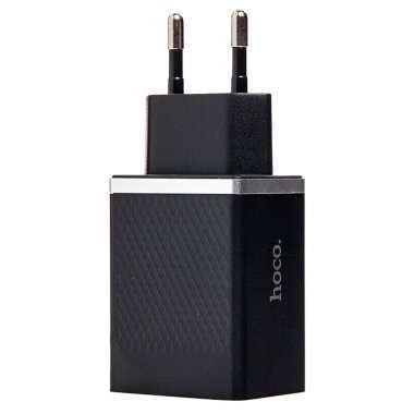 Сетевое зарядное устройство HOCO C42A 2.4A USB (черное) — 2
