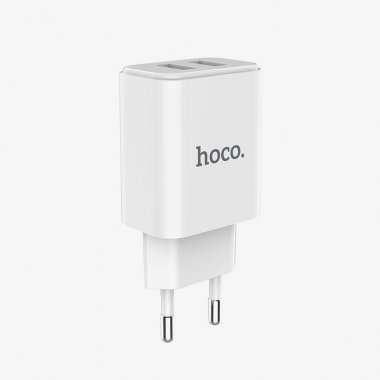 Сетевое зарядное устройство HOCO C62A Victoria 2A 2USB с кабелем micro-USB (белое) — 1