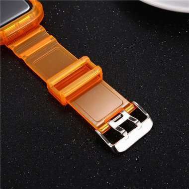 Ремешок для Apple Watch 44 mm прозрачный с кейсом (оранжевый) — 4