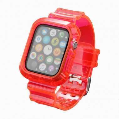 Ремешок для Apple Watch 42 mm прозрачный с кейсом (розовый) — 1