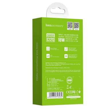 Сетевое зарядное устройство Hoco C12Q USB (черное) &mdash; 1