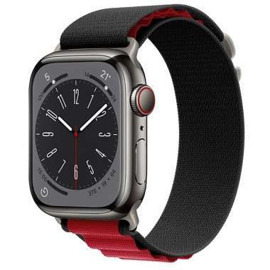 Ремешок ApW27 Alpine Loop для Apple Watch 45 mm текстиль (черно-красный) — 5