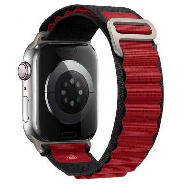 Ремешок ApW27 Alpine Loop для Apple Watch 45 mm текстиль (черно-красный) — 1