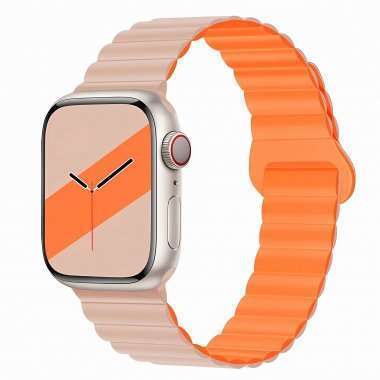 Ремешок - ApW32 для Apple Watch 44 mm силикон на магните (розово-оранжевый) — 1