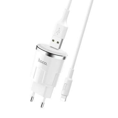 Сетевое зарядное устройство Hoco C37A для Apple (USB - Lightning) (белый) — 1