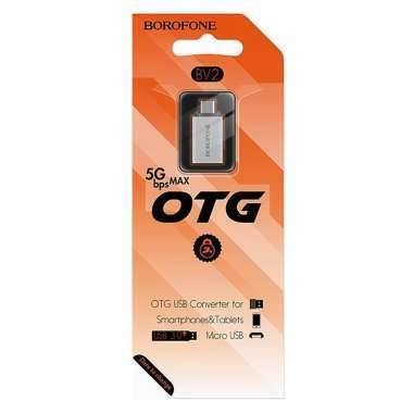 Адаптер OTG Borofone BV2 (MicroUSB - USB) (серебристый) — 2