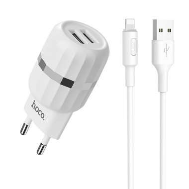 Сетевое зарядное устройство Hoco C41A для Apple (USB - Lightning) (белое) — 1