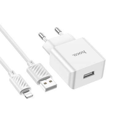 Сетевое зарядное устройство для Apple Hoco C106A Leisure (USB - Lightning) (белое) — 5