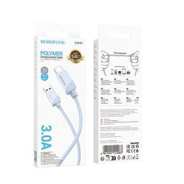 Кабель Borofone BX107 (USB - Type C) 100см (синий) — 2