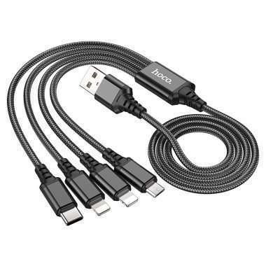 Кабель Hoco X76 (USB - Multi connector 4in1) 100см (черный) — 4