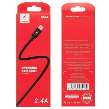 Кабель SKYDOLPHIN S55L (USB - lightning) 100см 2.4A (черный) — 2