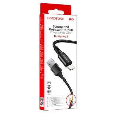 Кабель Borofone BX54 Ultra bright (USB - lightning) 100см 2.4A (черный) — 3